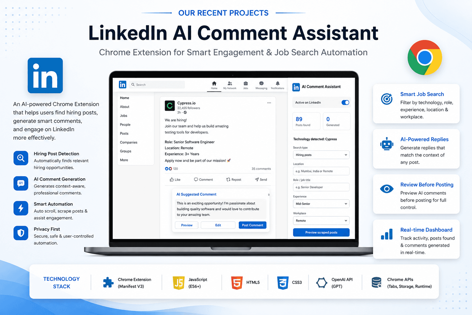 LinkedIn AI Comment Assistant - Smart Engagement & Job Search Automation